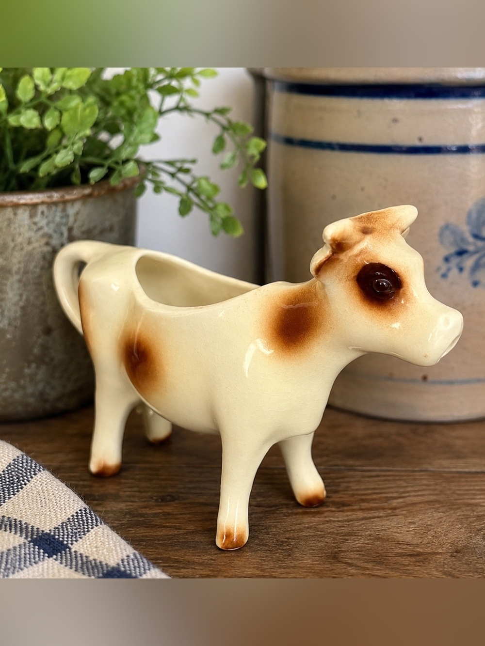 Vintage Ceramic Cow Creamer – Figural Milk Pitcher